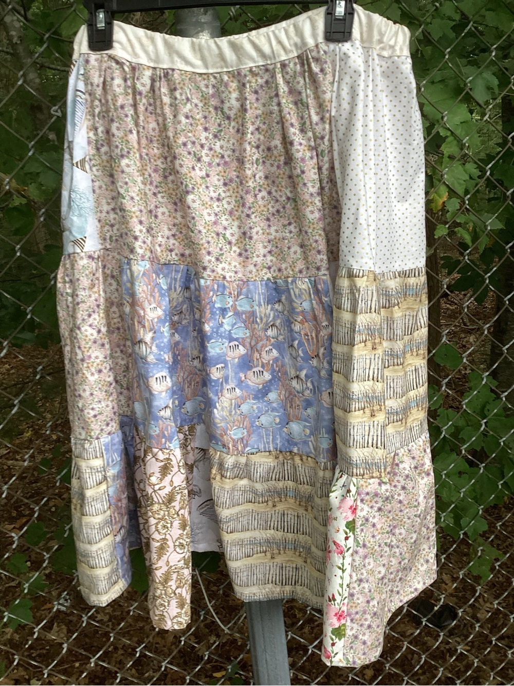 L Beach Themed Tiered Patchwork Full Skirt - Picture 4 of 4